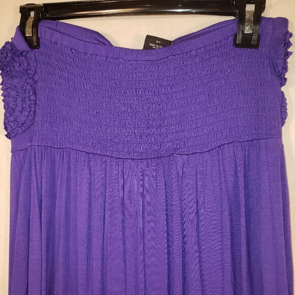 Attention Purple Strapless Maxi Dress with Rosette Design on bodice - L/G - Picture 4 of 5